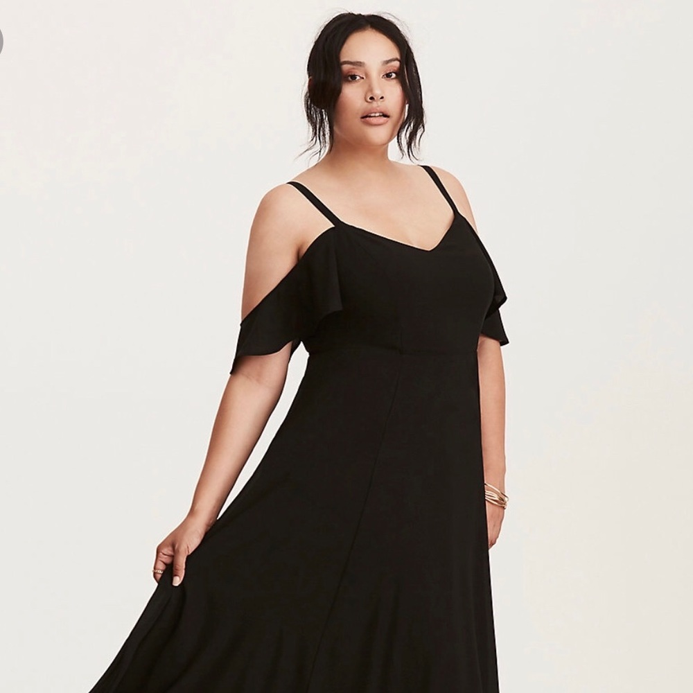 Torrid Cold Shoulder Flutter Sleeve Maxi Dress